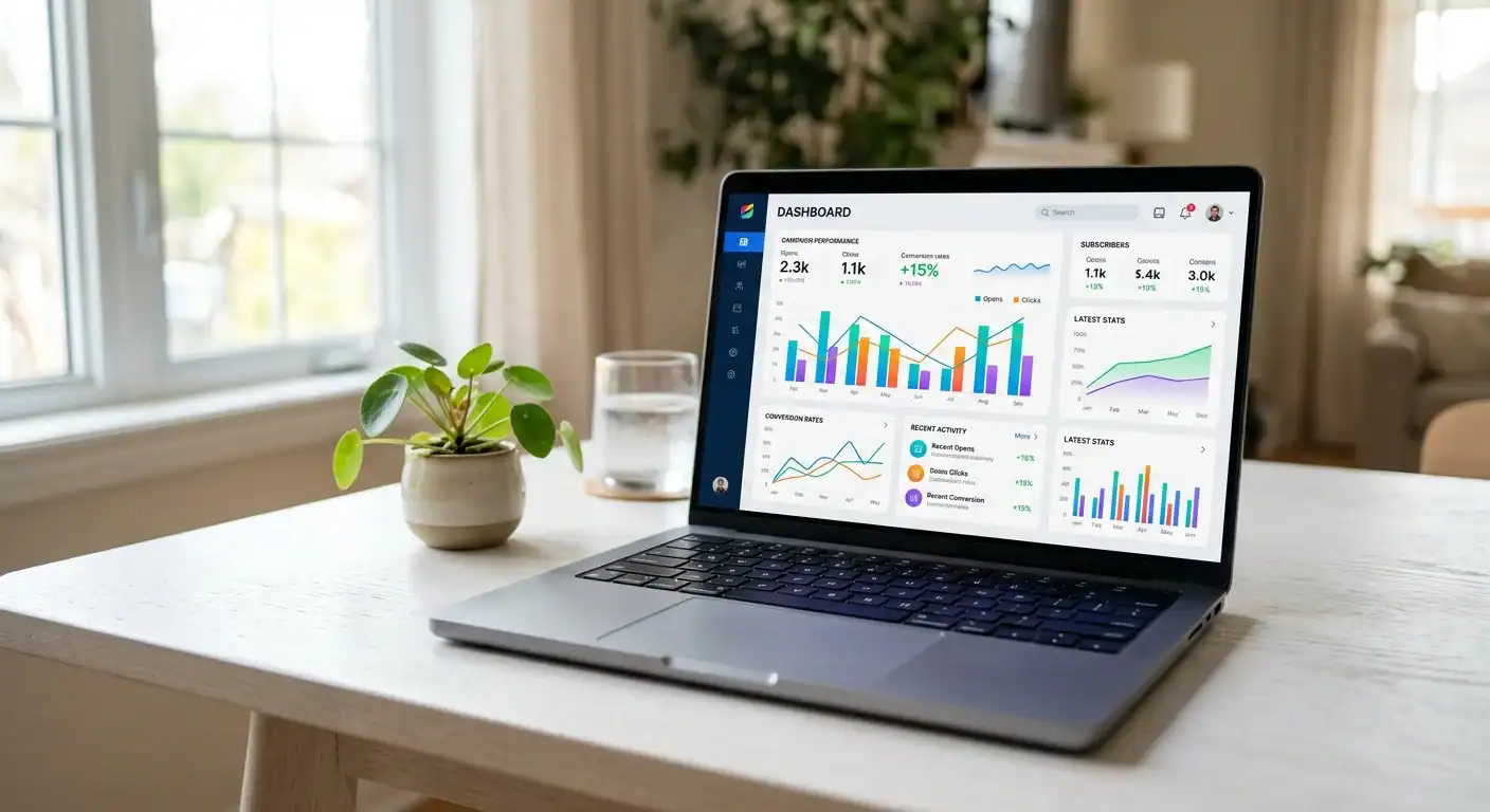 Email marketing platform dashboard for small business campaigns