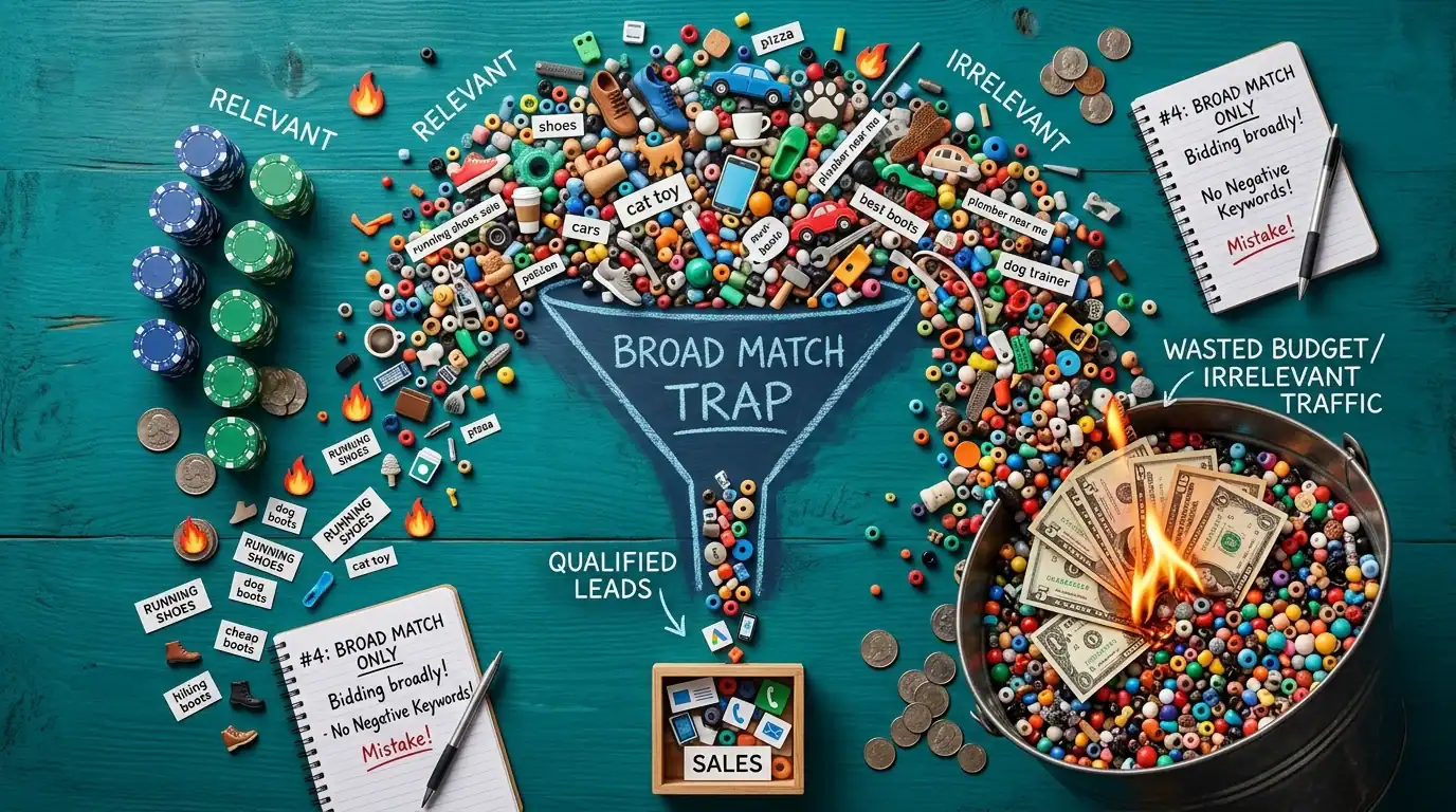 Mistake #4: Bidding on Broad Match Only — 7 Google Ads Mistakes Small Businesses Make (and How to Fix Them)
