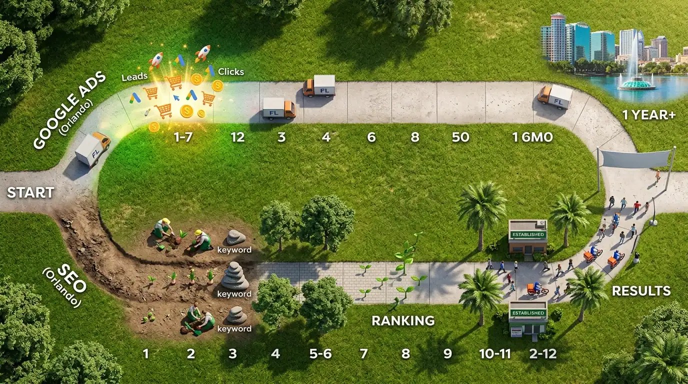 Timeline: When Do You Actually See Results? — SEO vs Google Ads for Local Businesses: Which Wins in Orlando?