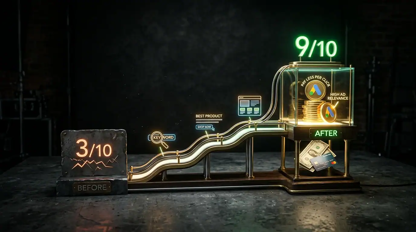 Real Client Quality Score Improvement — Quality Score Optimization: Pay Less Per Click on Google Ads