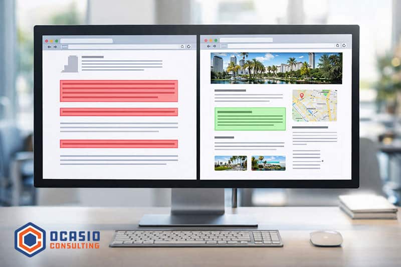 Comparison of duplicate doorway pages versus unique local SEO service pages