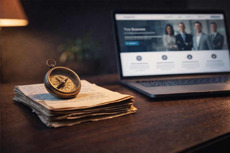 Old domain documents beside a modern website representing expired domain SEO strategy