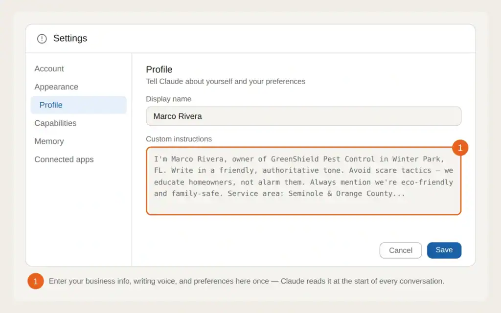 tip1 custom instructions claude