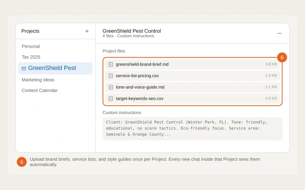 tip6 use projects claude